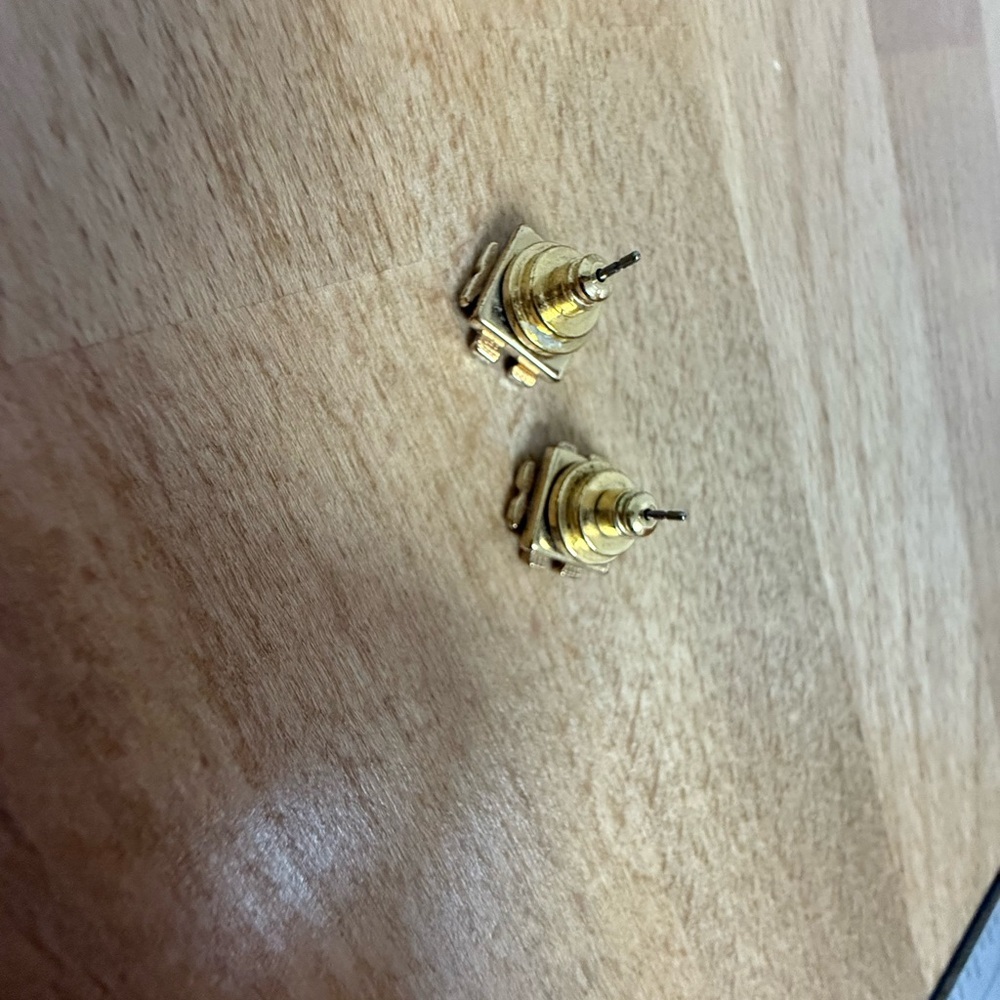Tory Burch gold tone stud logo earrings - Picture 3 of 6